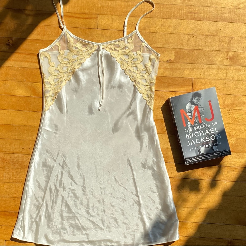 Vintage Andre Kim Elegant Gold and Cream Slip Dress